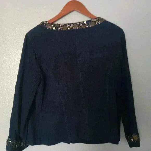 Jennifer Eden Denim Jacket Blazer Sequined Size 16 - Picture 13 of 16